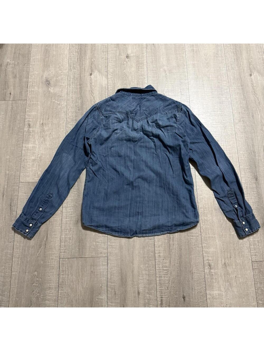 Aeropostale Denim 2014 Western Shirt Blue Pearl Snap Long Sleeve Cowboy Men S - Picture 3 of 8